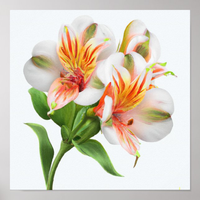 Peruvian Lily Flowers Art Print Poster (Framsidan)