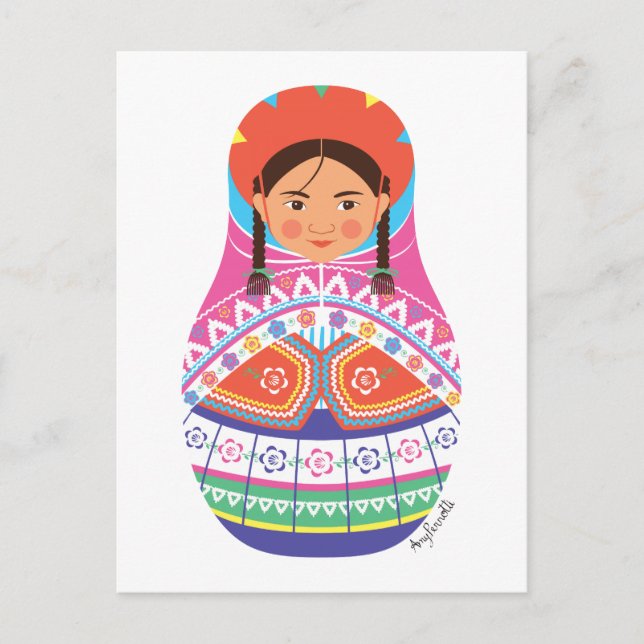Peruvian Matryoshka Postcard Vykort (Framsida)