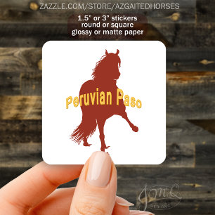Peruvian Paso Horse Silhouette fet text Fyrkantigt Klistermärke