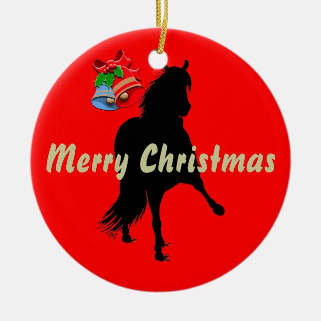 Peruvian Paso Horse Silhouette God jul Julgransprydnad Keramik (Framsidan)