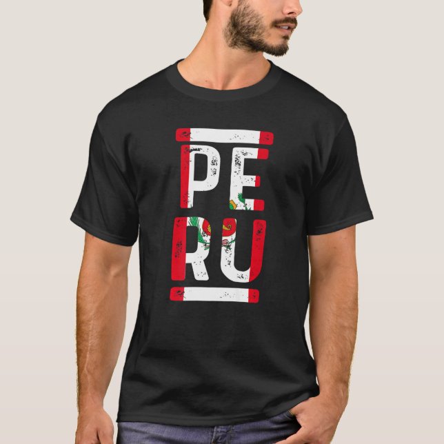 Peruvian Root Heritage Hispanic Perus Flagga T Shirt (Framsida)