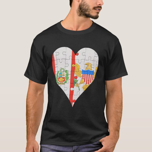 Peruvian Virgin Islander Flagga Heart T Shirt (Framsida)