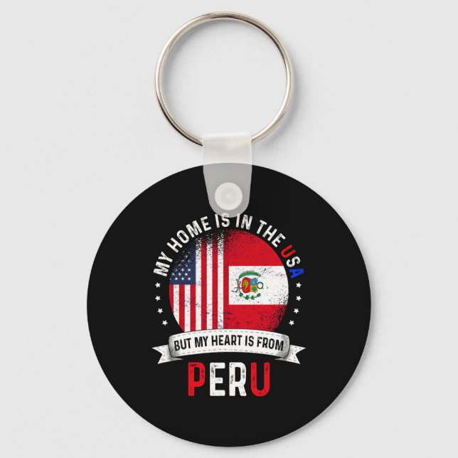 Peruviansk Amerikansk Patriot Hjärtat Är Från Peru Nyckelring (Framsida)