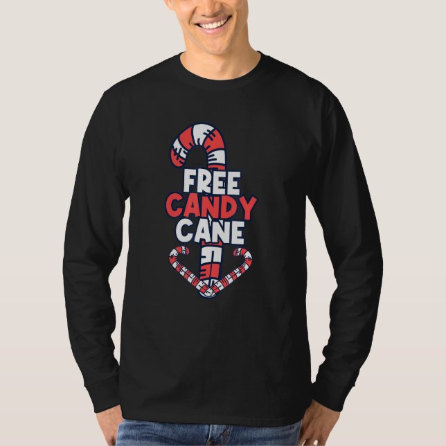 Pervert Free Candy cane Sweets Candies T Shirt (Framsida)