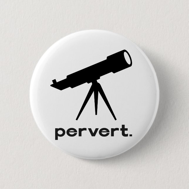 Pervert med Telescope Funny Parody Humor Knapp (Framsida)
