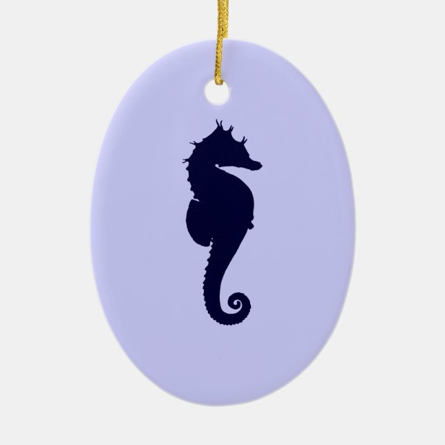 Perwinkle och Mörk blått Sea Horse Julgransprydnad Keramik (Framsidan)