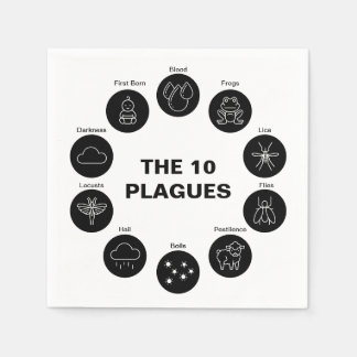 Pesach 10 Plagues Black and White Seder Pappersservett