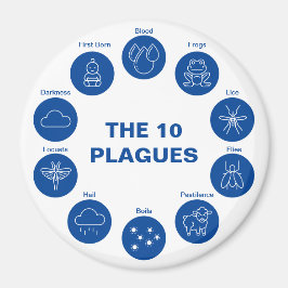 Pesach 10 Plagues Blue and White Seder Magnet