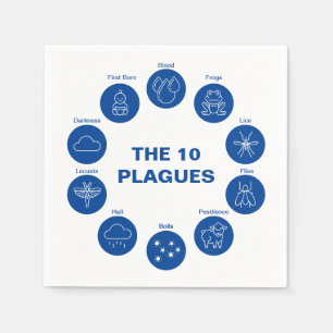 Pesach 10 Plagues Blue and White Seder Pappersservett