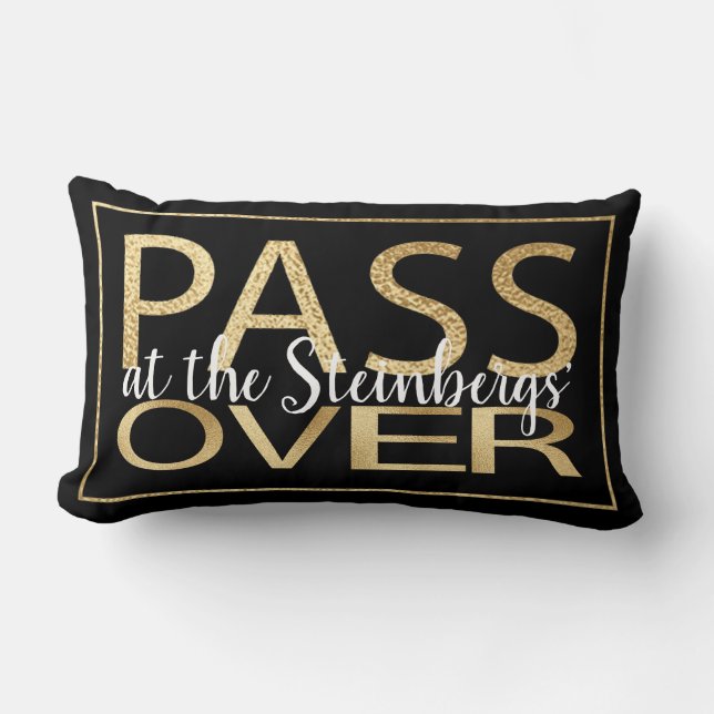Pesach 13 x 21 Pillow Passover Classic Guld Lumbarkudde (Framsida)