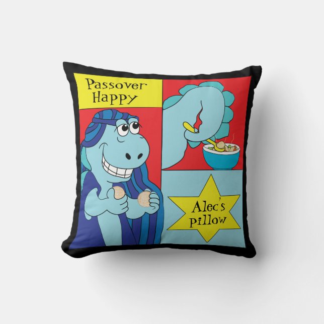 Pesach 16/16-tums Pillow Dinosaur Lycklig Kudde (Framsida)