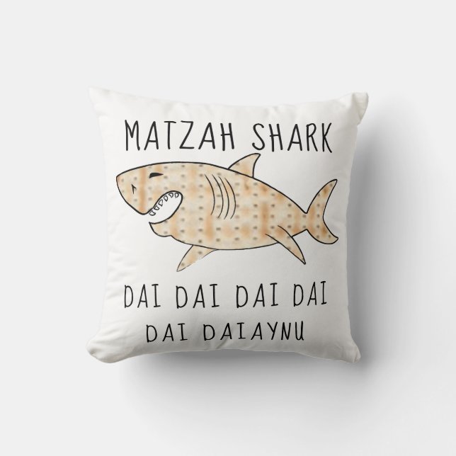 Pesach 16 x 16 Daiaynu Matzah Shark Kudde (Framsida)
