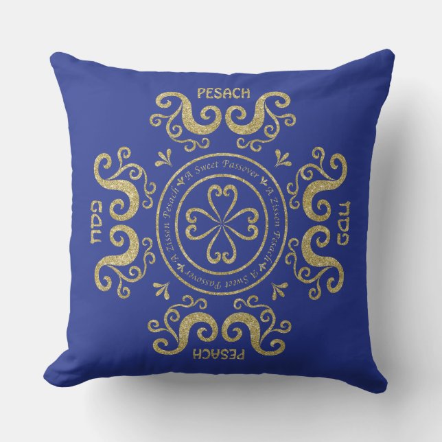 Pesach 20/20’ Pillow "Elegant Blue/Guld" Kudde (Framsida)