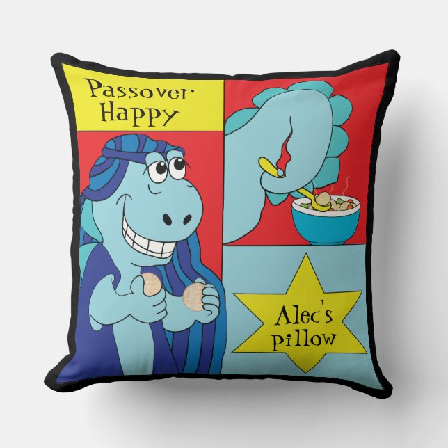 Pesach 20/20-tums Pillow Dinosaur Lycklig Kudde (Framsida)