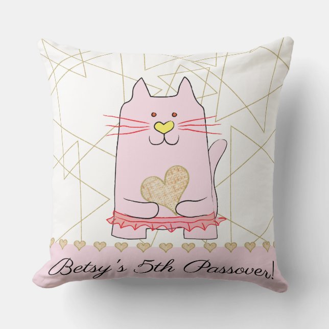 Pesach 20/20-tums Pillow Rosa Cat Ballerina Kudde (Framsida)