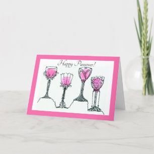 Pesach 4 Kopp med Vin Helgdag Card Helgkort