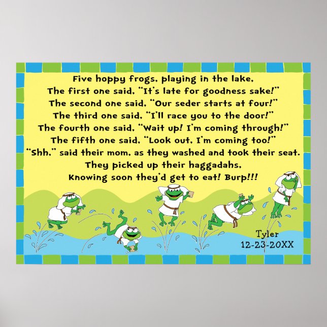 Pesach 5 Hoppy Frogs Poster 20 x 24 Matte Avsluta (Framsidan)
