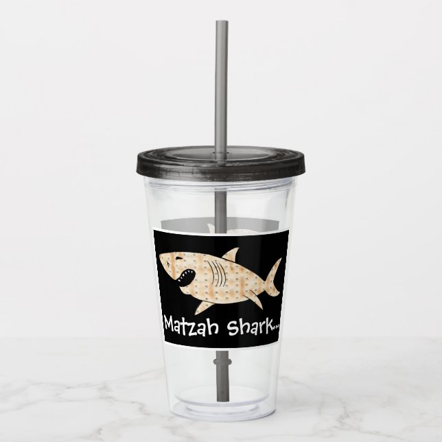 Pesach Acrylic Tumbler 16 oz Matzah Shark Take Away Mugg (Framsida)