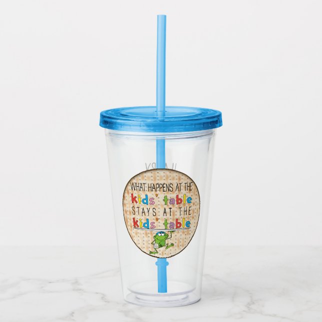 Pesach Blu Acrylic Tumbler 16 oz Kids' Bord Take Away Mugg (Framsida)