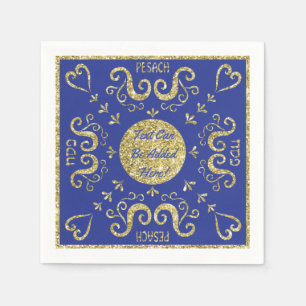 Pesach Cocktail Napkins"Guld Elegant" Mönster Pappersservett
