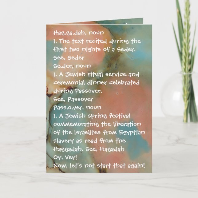 Pesach Funny Define Haggadah Shades of Färger Kort (Framsida)