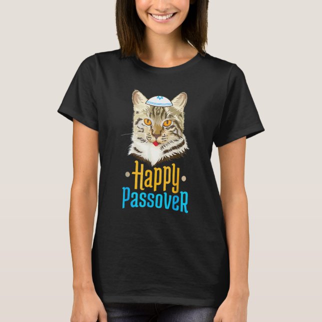Pesach Glad Pesach Katt Seder Judisk Högtid  T Shirt (Framsida)