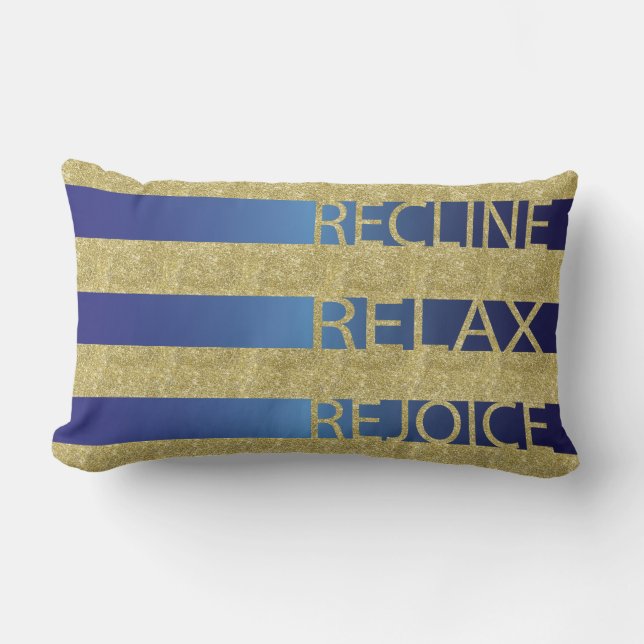 Pesach Guld/Blu Pillow "Recline, Slappna av, Rejoi Lumbarkudde (Framsida)