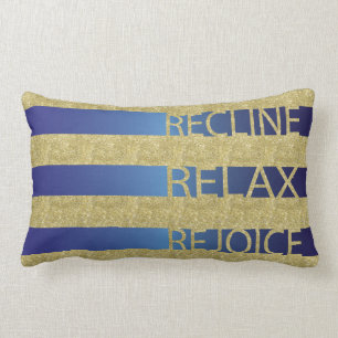 Pesach Guld/Blu Pillow "Recline, Slappna av, Rejoi Lumbarkudde