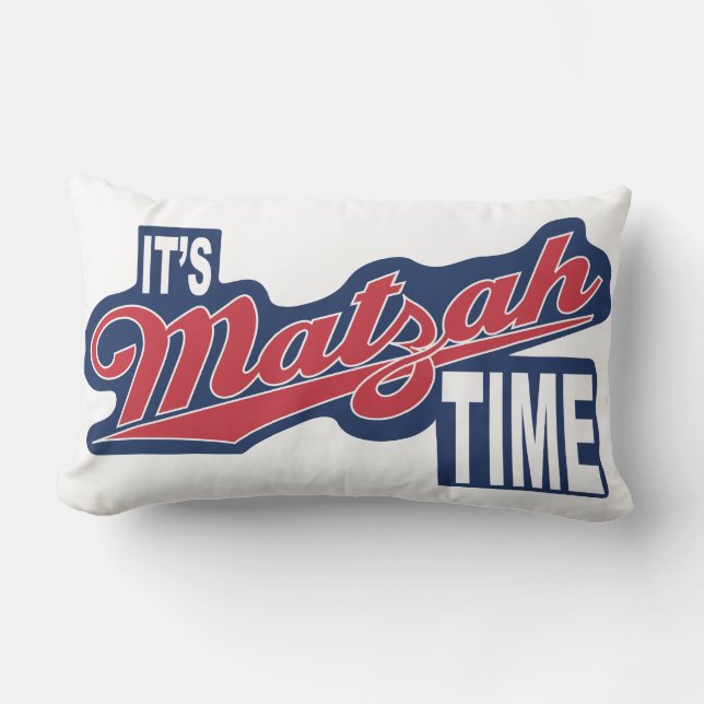 Pesach Lumbar Pillow "Det är MATZAH Time!" Lumbarkudde (Framsida)