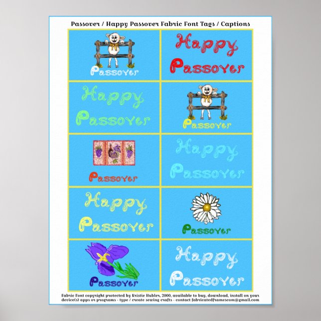Pesach/Lycklig Pesach Fabric Font Märkre Captions Poster (Framsidan)