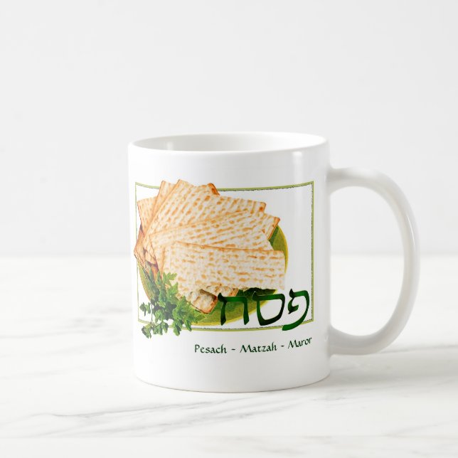 "Pesach, Matzah, Maror" påskhögtidmugg Kaffemugg (Höger)