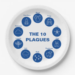 Pesach Seder De 10 plagues Blue and White