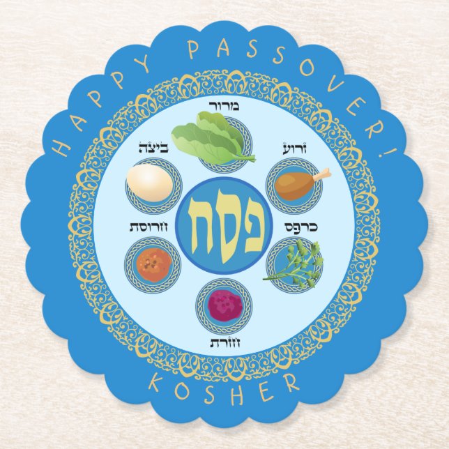 Pesach Seder Kosher sex olika Passover mat Underlägg Papper (Framsida)