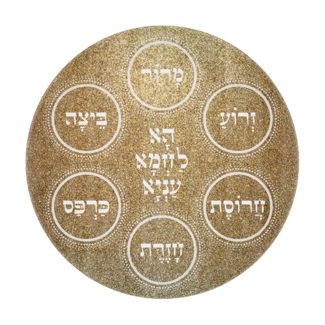 Pesach Seder Plate Hebrew Guld (Framsidan)