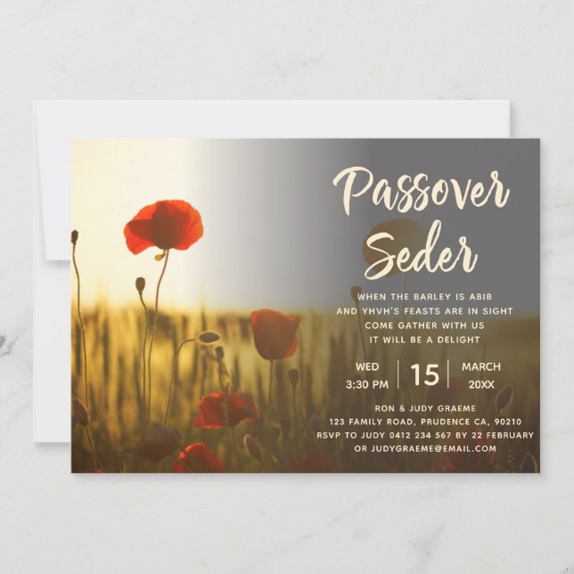 Pesach Seder-vallmoinbjudan Inbjudningar (Framsida)