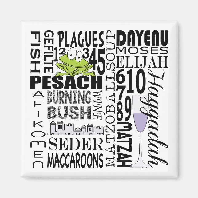 Pesach Square Magnet "Dayenu m.fl.." (Framsidan)