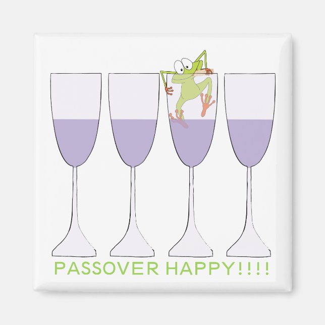 Pesach Square Magnet "Vin and Frog" (Framsidan)