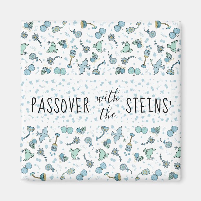 Pesach Square Magnet Whimsical Seder Time (Framsidan)