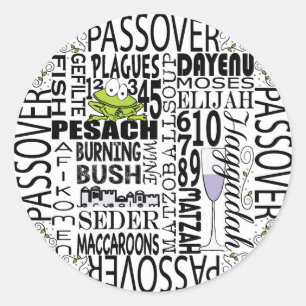 Pesach Sticker Circle "Pesach Elaks.." Runt Klistermärke