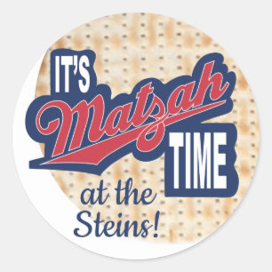 Pesach Sticker Round "Det är Matzah Time" Runt Klistermärke