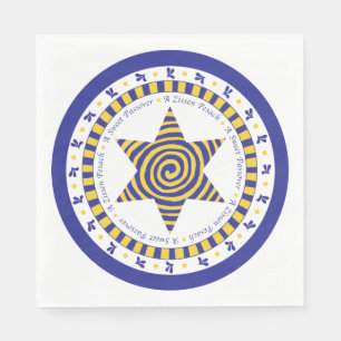 Pesach White Standard Napkins "Blue/Gult Star" Pappersservett