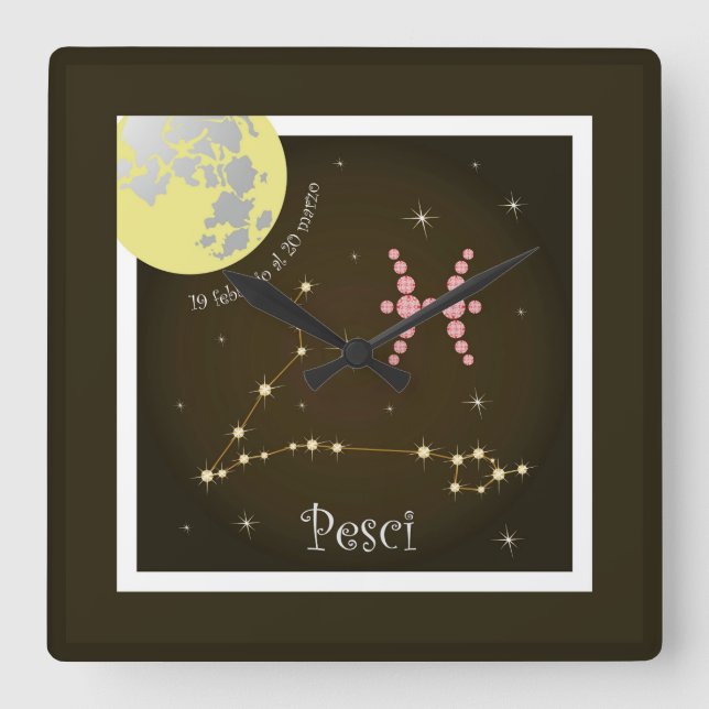 Pesci 19 febbraio al 20 marzo Uhr Fyrkantig Klocka (Framsida)