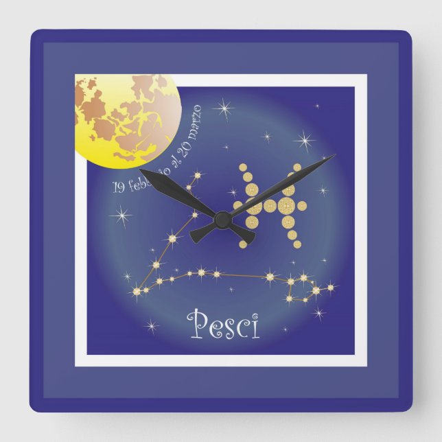 Pesci 19 febbraio al 20 marzo Uhr Fyrkantig Klocka (Framsida)