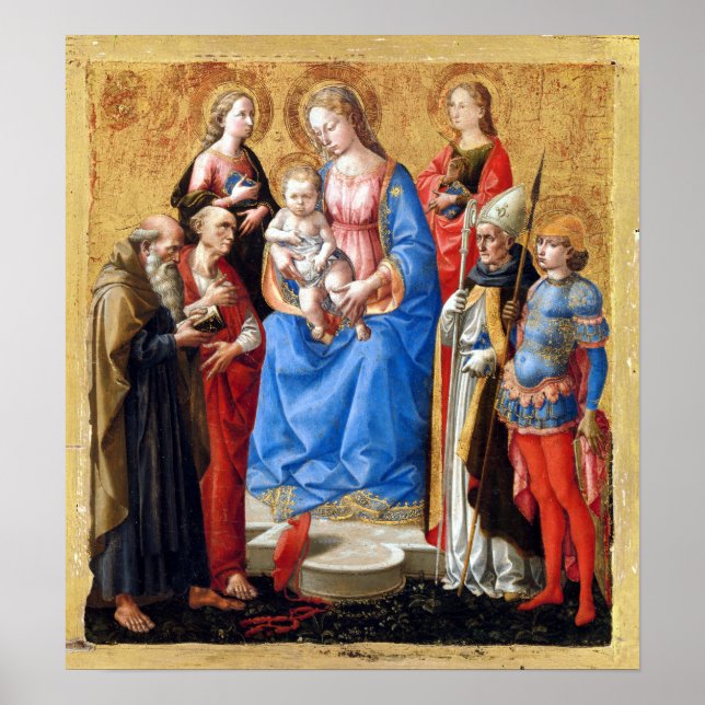 Pesellino (Francesco di Stefano) Madonna och Child Poster (Framsidan)