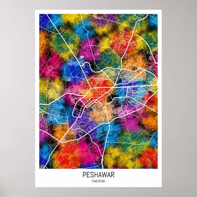 Peshawar Pakistan City Karta Poster (Framsidan)
