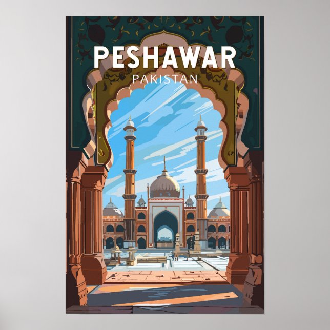 Peshawar Pakistan Resa Konst Vintage Poster (Framsidan)