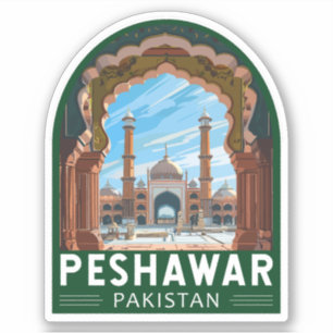 Peshawar Pakistan Travel Art Vintage Klistermärken