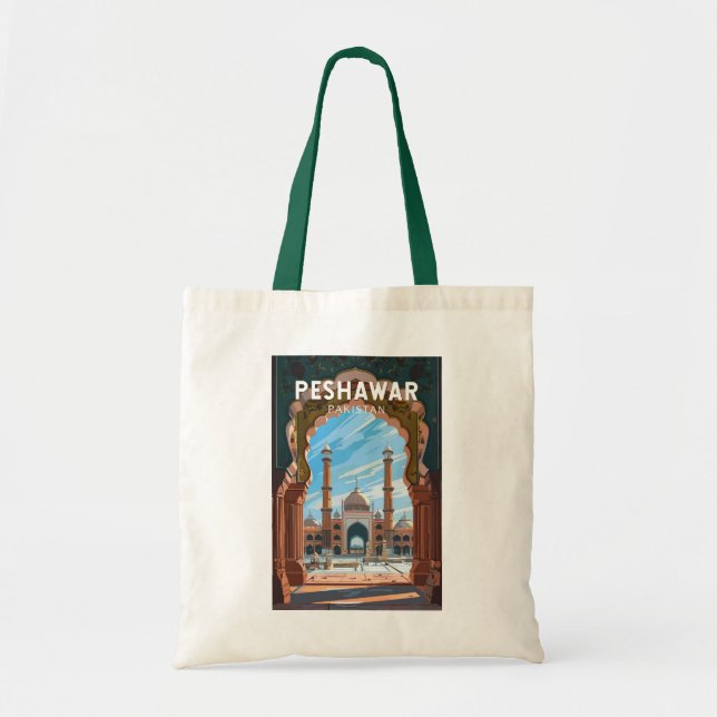 Peshawar Pakistan Travel Art Vintage Tygkasse (Framsidan)