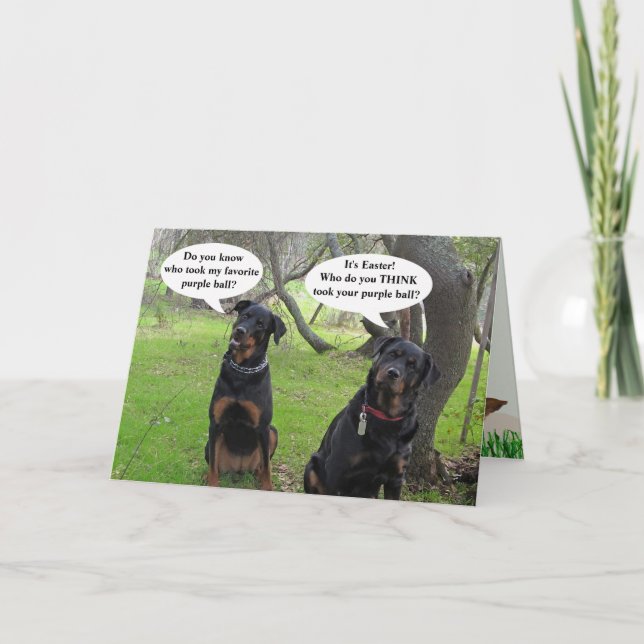 Pesky Påskhare Rottweiler Påsk Card Helgkort (Framsida)