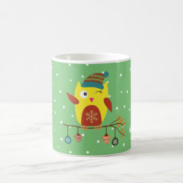 Pesonalized Cute jul Uggla Winter Illustration Kaffemugg